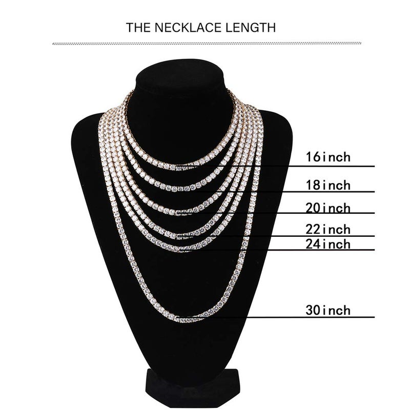 JINAO 18k Gold Plated 1 Row 6MM Lab Simulated Diamond Iced Out CZ Chain Men's Hiphop Tennis Necklace Chain - Image 4